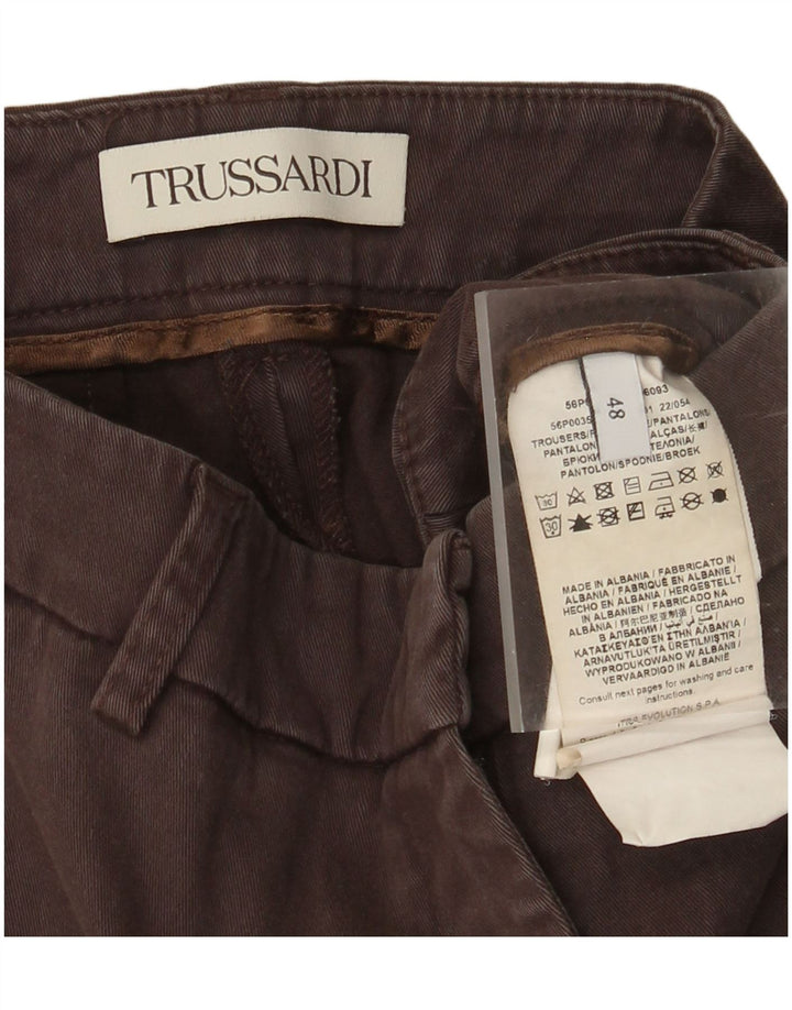 Trussardi ženske ravne chino hlače IT 48 srednje W32 L26 smeđi liocel