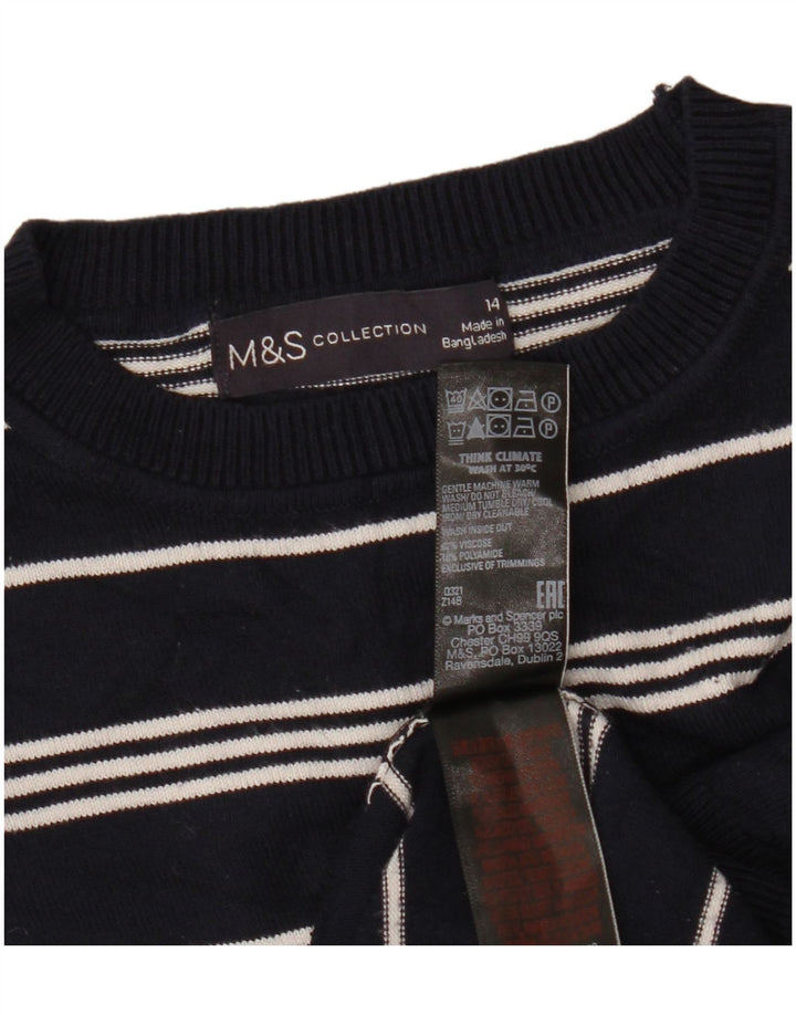 MARKS & SPENCER Ženski pulover s okruglim izrezom UK14 Srednje tamnoplavi