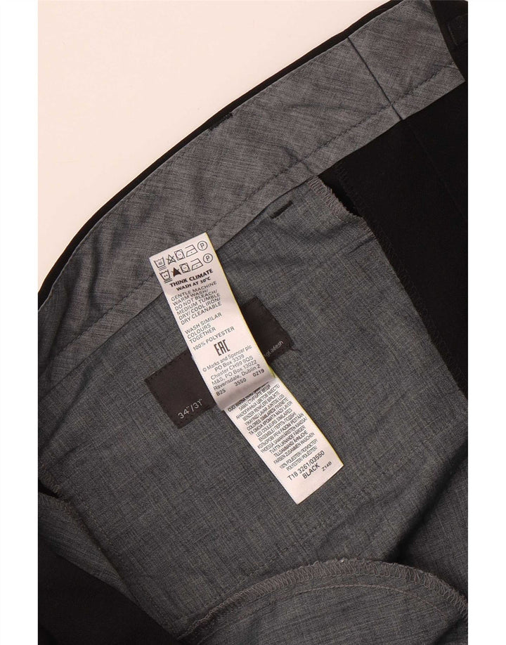 Marks & Spencer muške ravne uobičajene hlače W34 L31 crni poliester