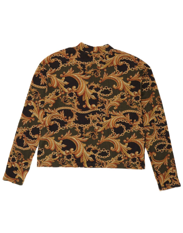 Zara ženski kratki rukav dugih rukava UK 10 mali crni poliester s paisley motivima