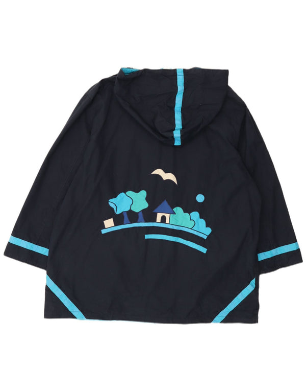 DW-SHOP Ženska vjetrovka s kapuljačom s grafičkim motivima UK 20 2XL tamnoplavi pamuk