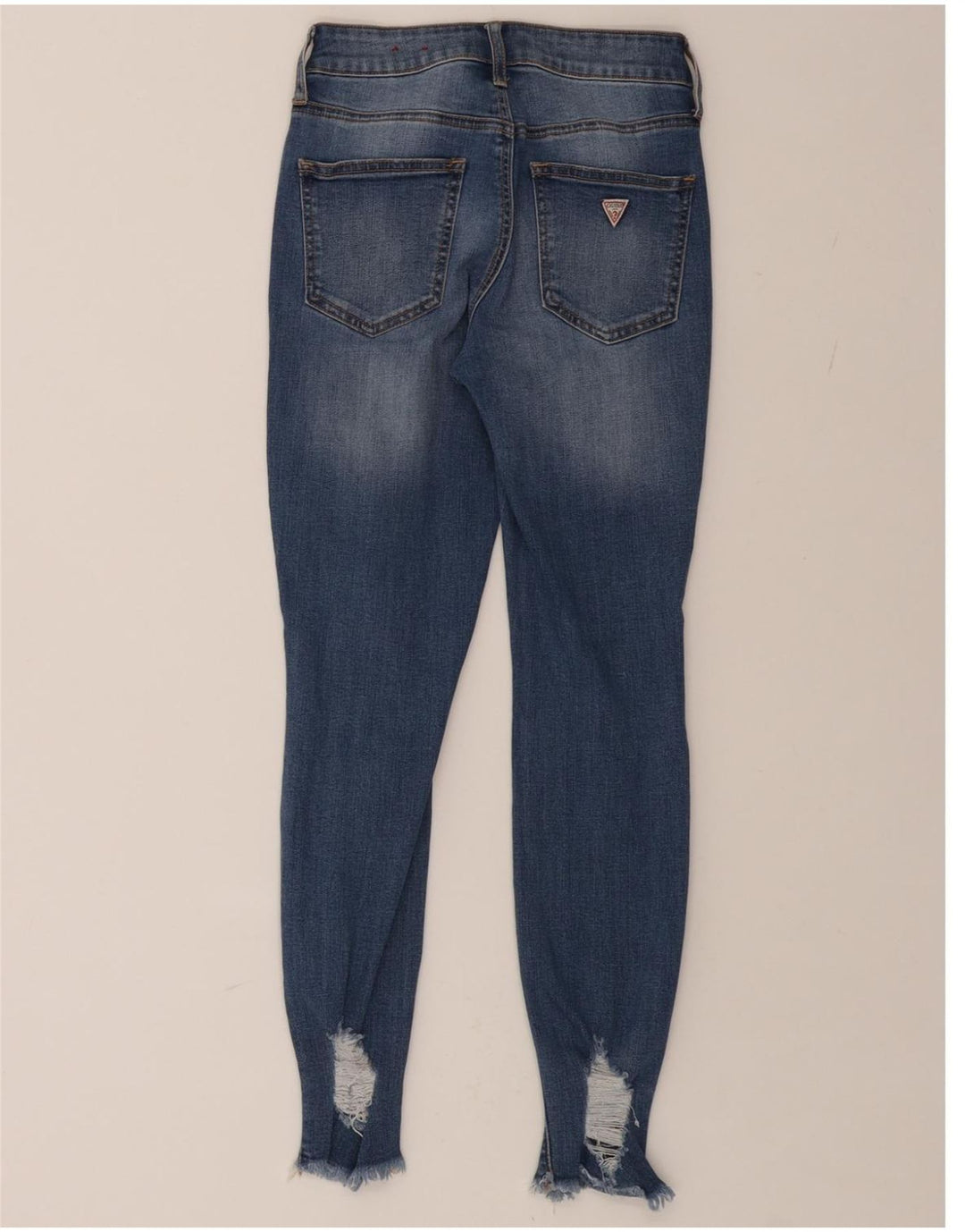 GUESS Womens Distressed Skinny Jeans W24 L25 Blue Vintage Guess and Second-Hand Guess from Messina Hembry 