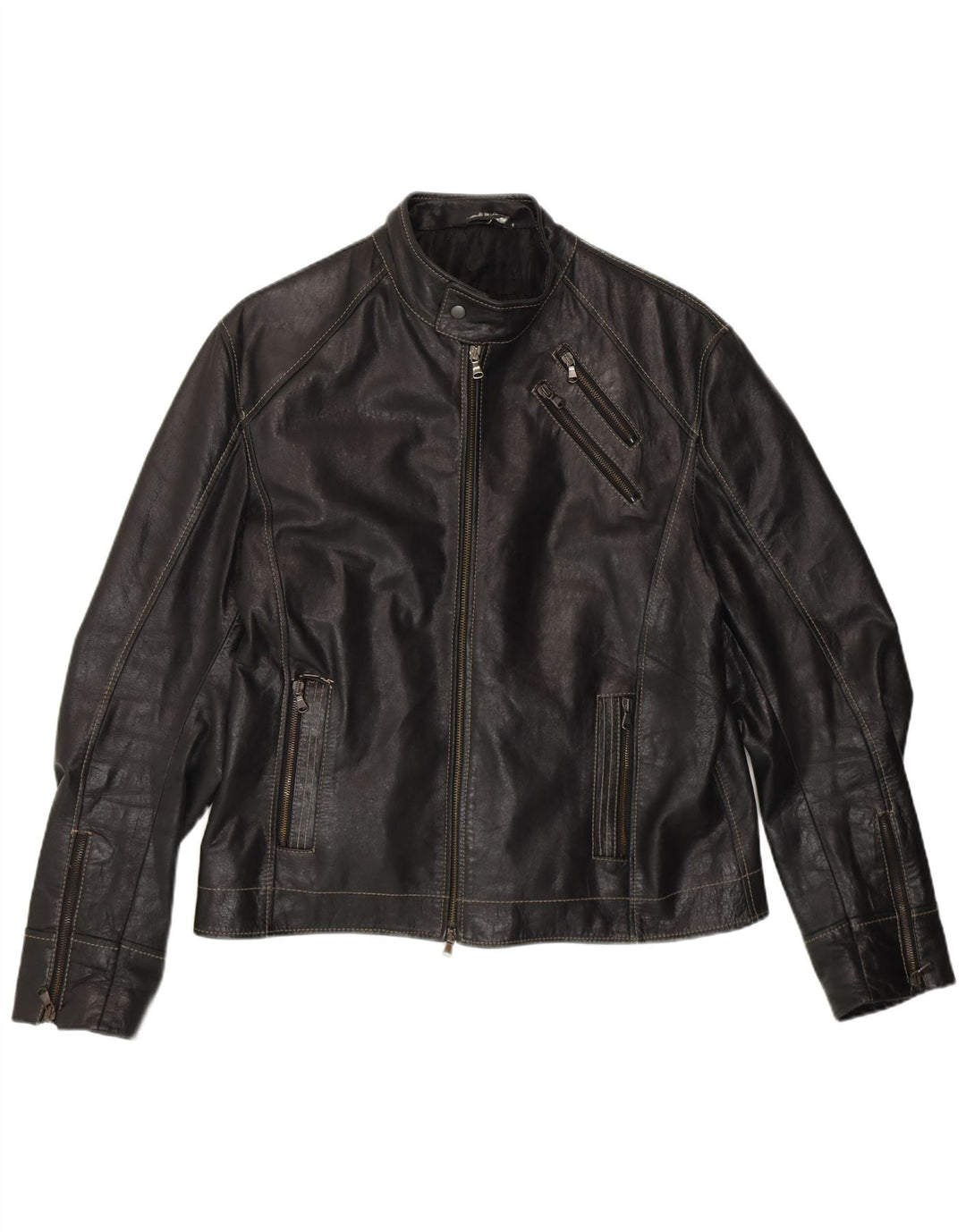 VINTAGE muška kožna trkaća jakna UK 40 velika crna koža