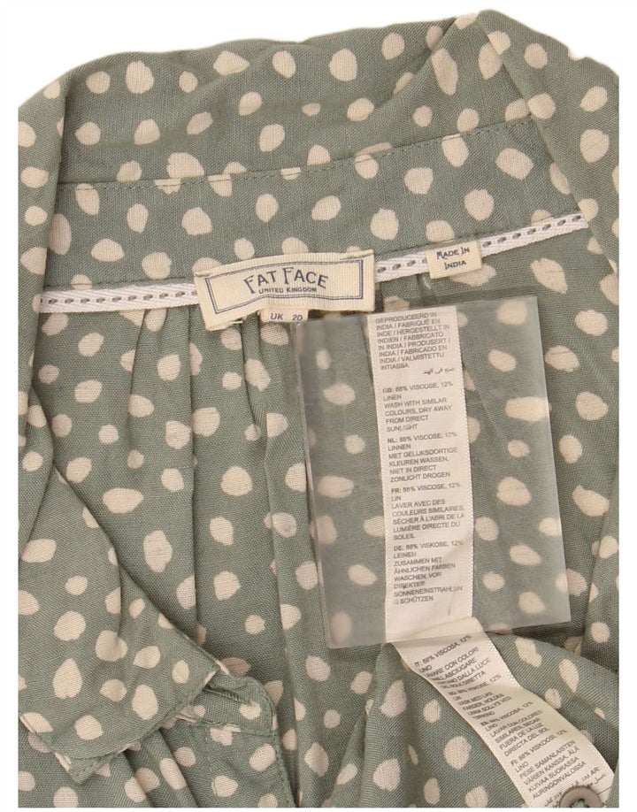 FAT FACE Ženska košulja s prednjom kravatom UK 20 2XL Zelena točkasta
