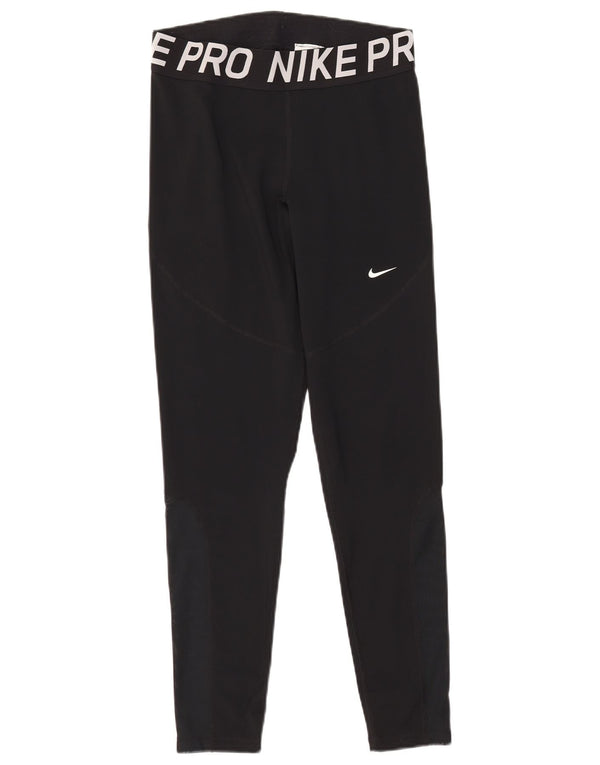 Nike Ženske Dri Fit Graphic Leggings UK 14 Large Black Colourblock