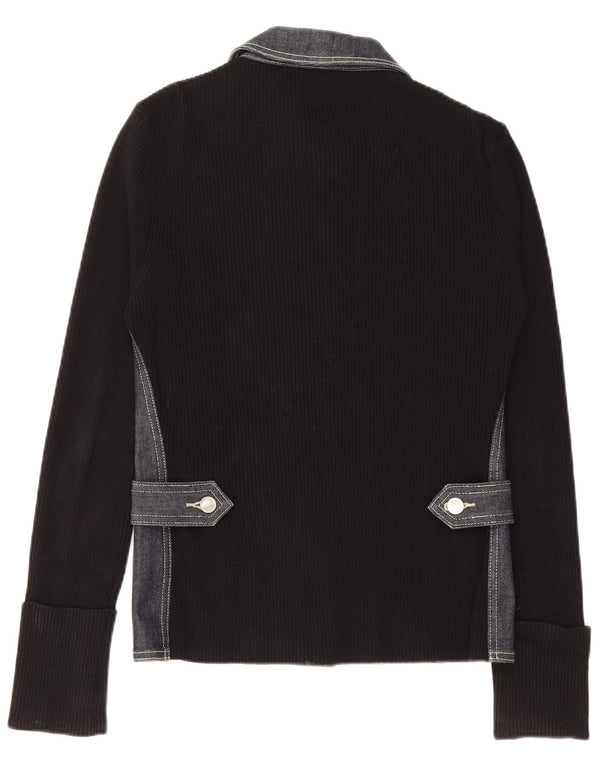 KAREN MILLEN Womens Cardigan Sweater Size 3 Small Blue Colourblock Viscose