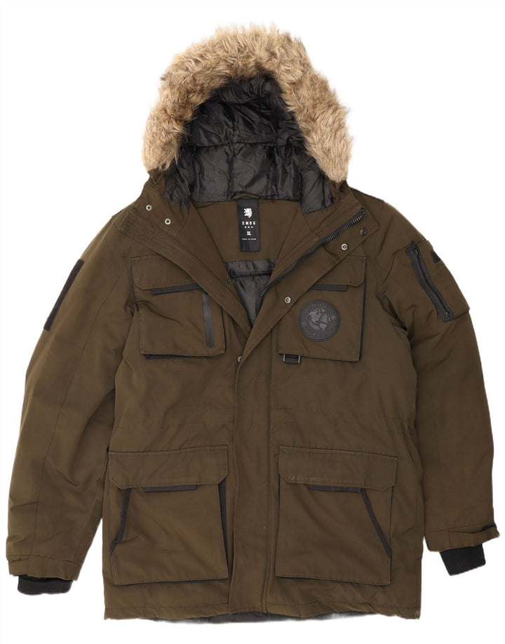 Smog muška parka jakna s kapuljačom UK 42 XL kaki poliester
