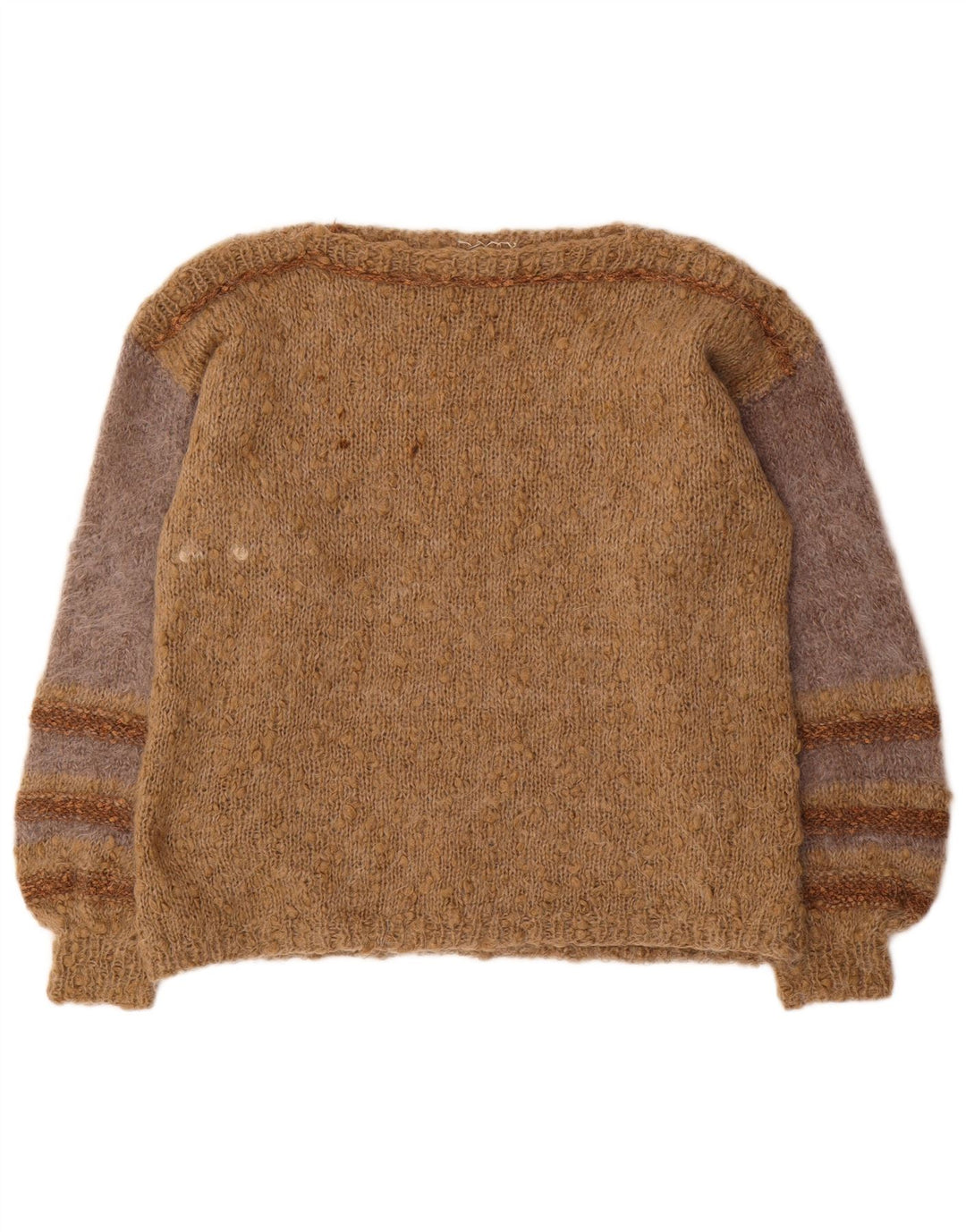 VINTAGE ženski džemper s morskim izrezom UK 18 XL smeđe na pruge