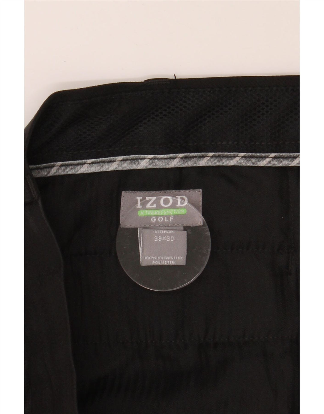 IZOD Mens Golf Straight Suit Trousers W38 L30 Black Polyester Vintage Izod and Second-Hand Izod from Messina Hembry 