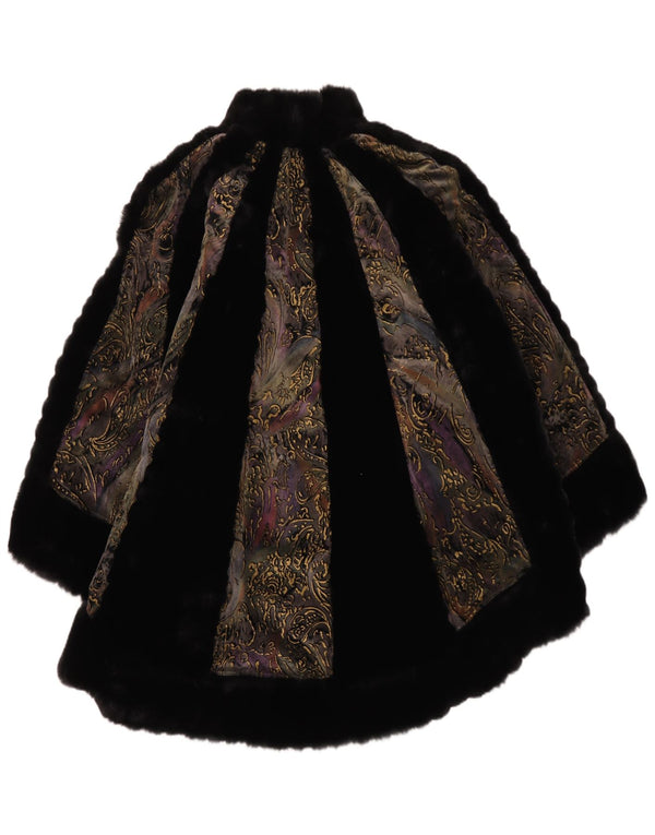 Vintage ženski kaput od umjetnog krzna UK 16 Veliki crni paisley