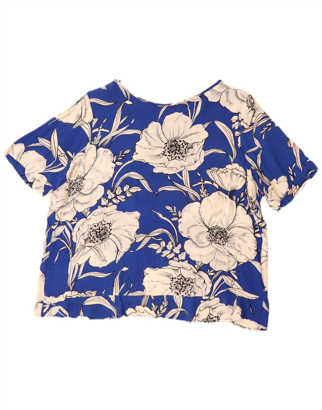 ZARA ženski gornji dio prevelike bluze UK 16 Large Blue Floral