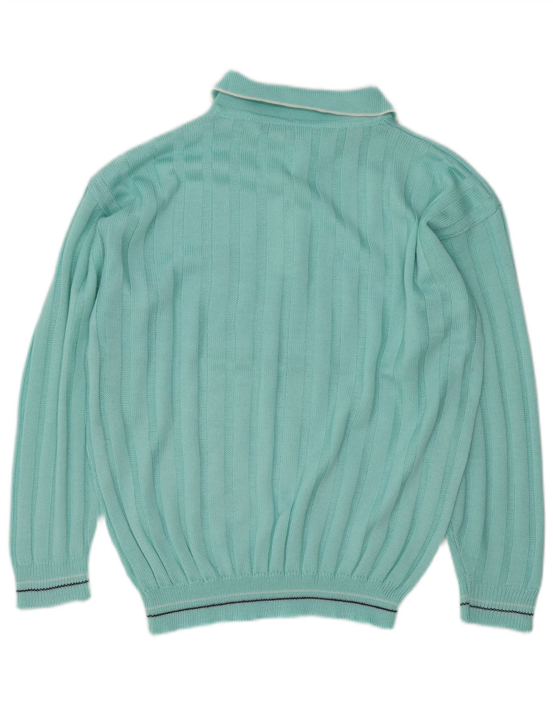Vintage muški džemper s polo ovratnikom srednje tirkizne boje