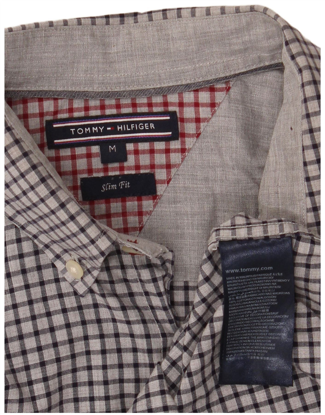 Tommy Hilfiger muška uska košulja srednje sive boje od gingham pamuka