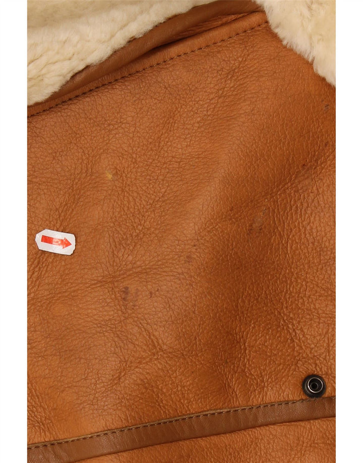 Vintage muška jakna s ovčicama UK 36 Mala smeđa