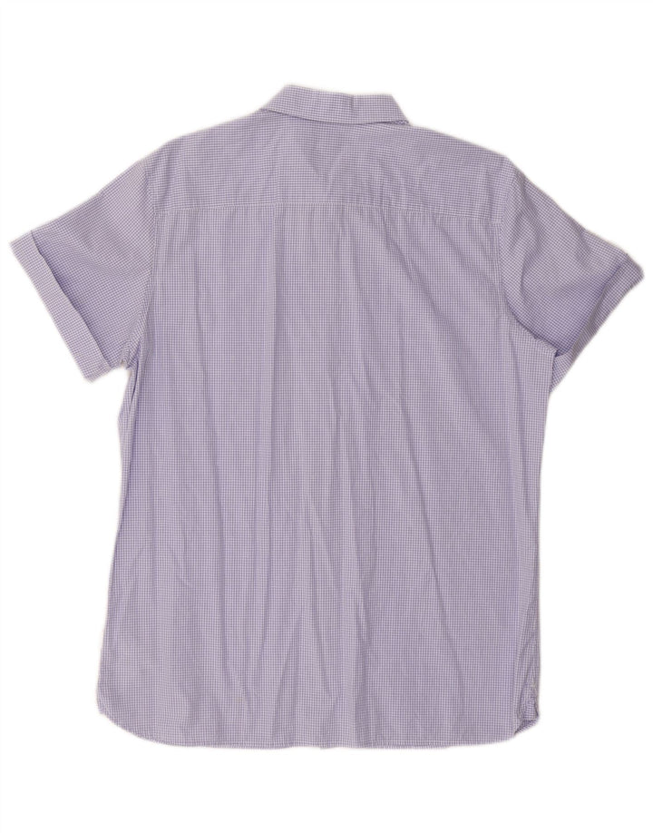 CALVIN KLEIN Mens Short Sleeve Shirt Medium Purple Gingham Cotton