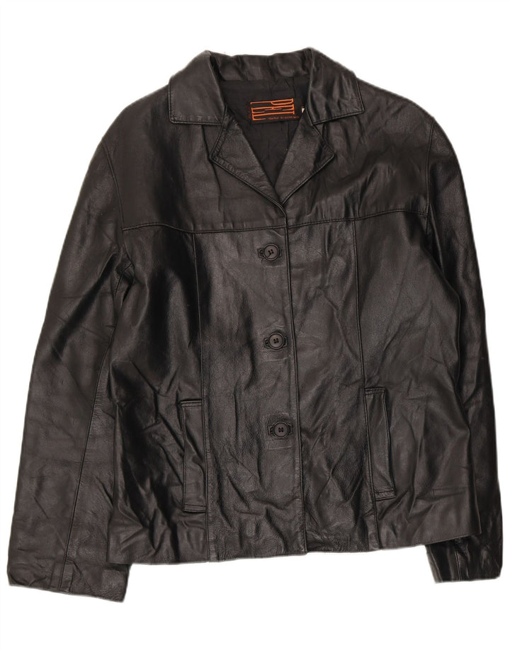 Vintage ženska kožna jakna UK 14 srednje crna koža