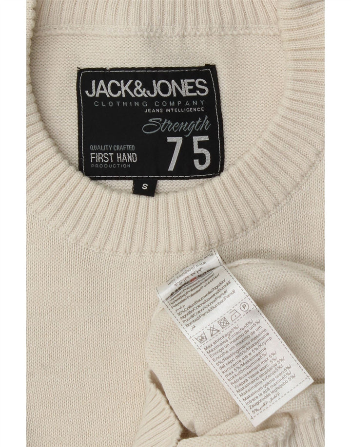 JACK & JONES Muški džemper s okruglim izrezom s grafičkim motivima, mali sivobijeli