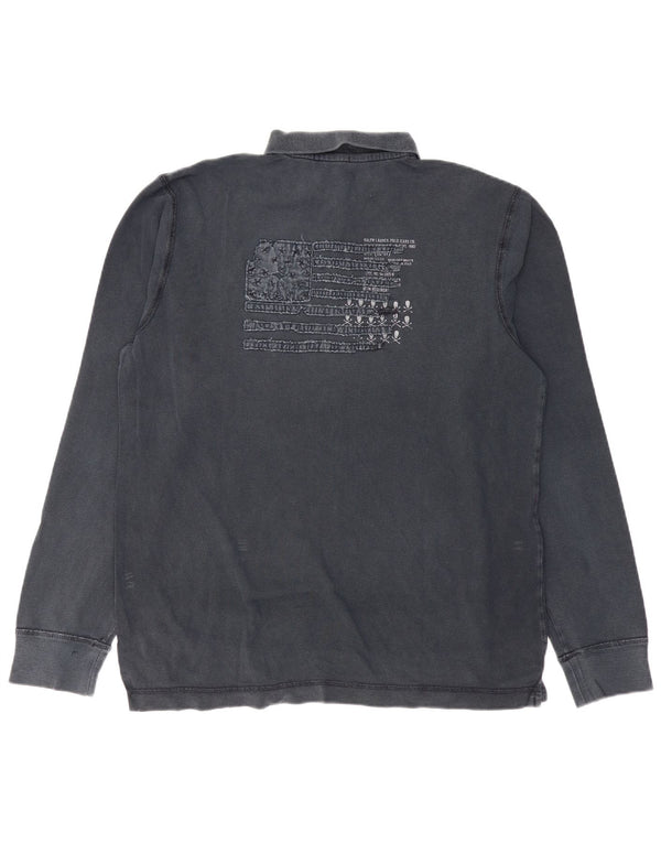 RALPH LAUREN Velika muška polo majica dugih rukava s grafikom, tamnoplava