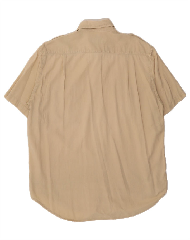 GOOSE & GANDER Mens Military Short Sleeve Shirt IT 50 Medium Beige Vintage Goose & Gander and Second-Hand Goose & Gander from Messina Hembry 