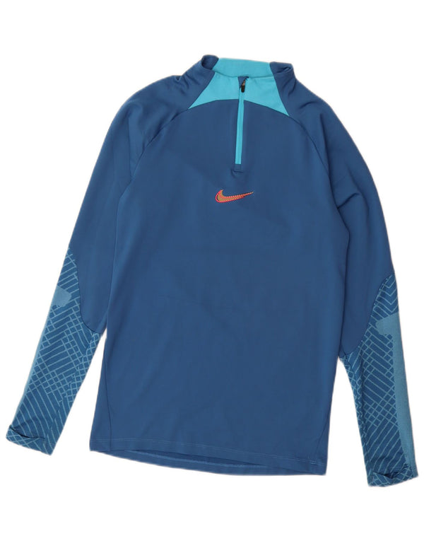 Nike Dri Fit Zip Neck Slim Pulover Trenirka Top XS Blue Geometric