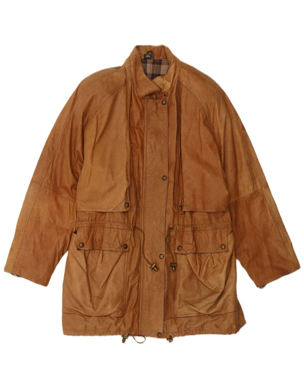 VINTAGE ženski kožni kaput UK 16 Veliki kožni bež