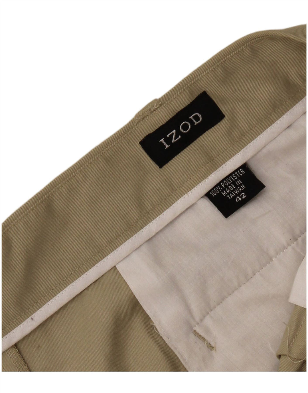 IZOD Muške kratke chino hlače s klinovima W42 2XL kaki poliester
