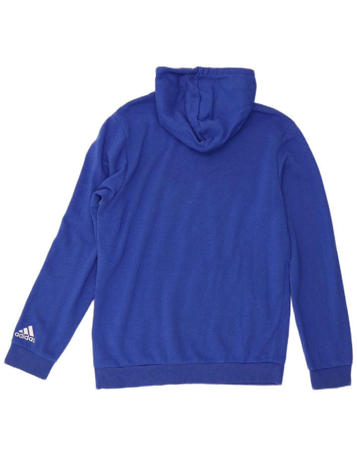 Adidas muška majica s kapuljačom s kapuljačom srednje plavi pamuk