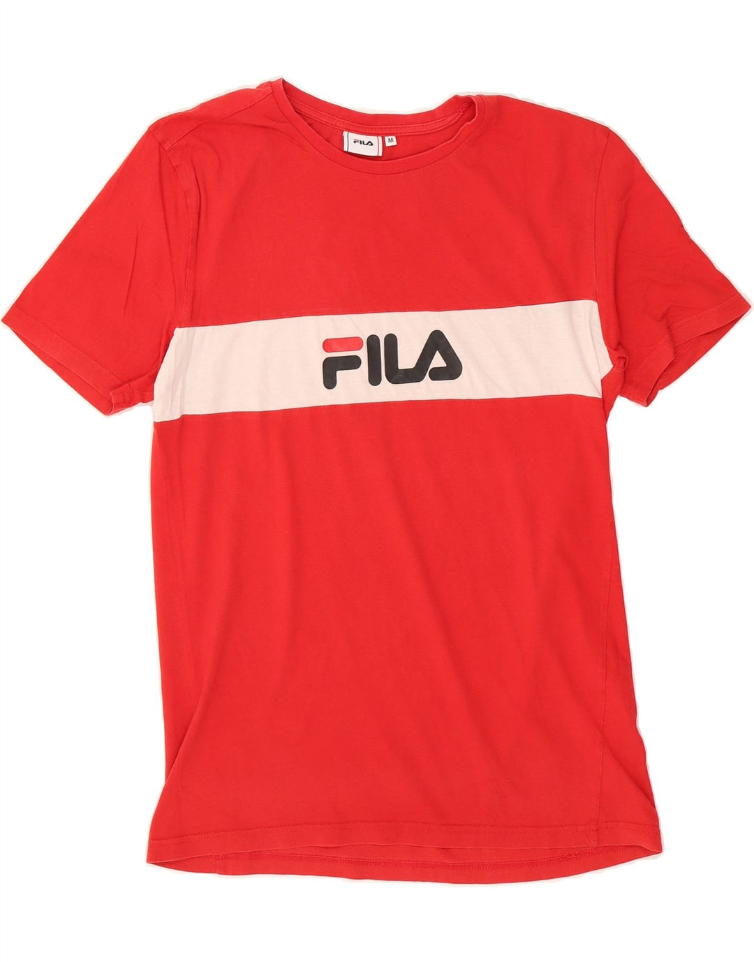 FILA Mens Graphic T-Shirt Top Medium Red Striped Cotton Vintage Fila and Second-Hand Fila from Messina Hembry 