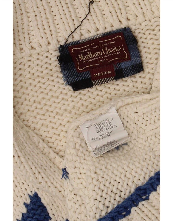 Marlboro Classics Muški kardigan džemper srednje bijele boje Fair Isle Retro