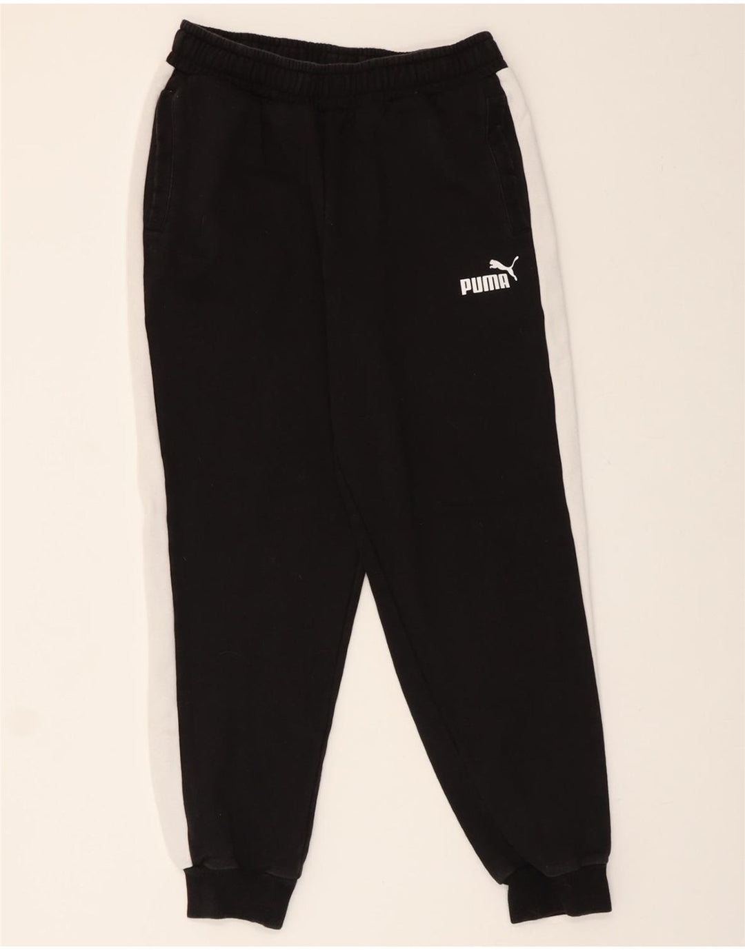 PUMA Mens Tracksuit Trousers Joggers Medium  Black Colourblock Cotton Vintage Puma and Second-Hand Puma from Messina Hembry 