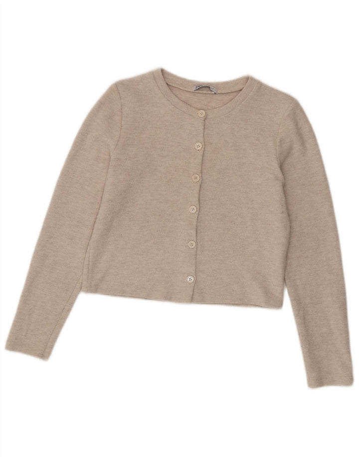 Zara ženski kratki kardigan pulover UK 12 srednje bež poliester