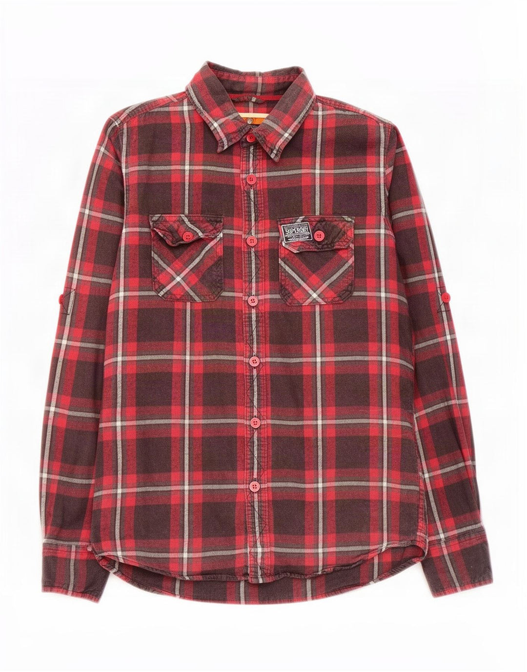 Superdry muška flanelska košulja, veliki crveni karirani pamuk