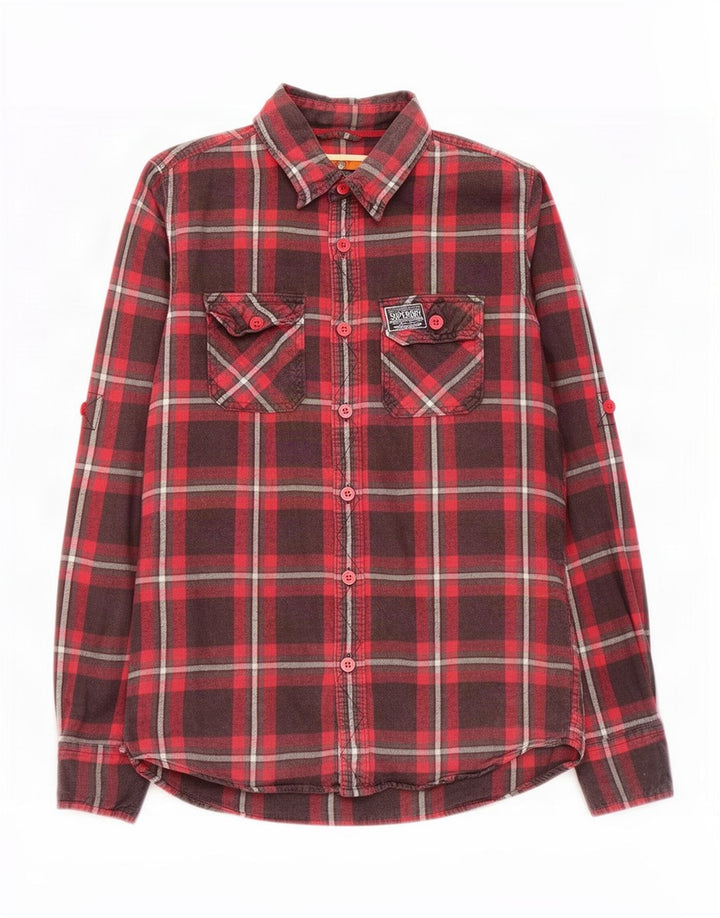 Superdry muška flanelska košulja, veliki crveni karirani pamuk