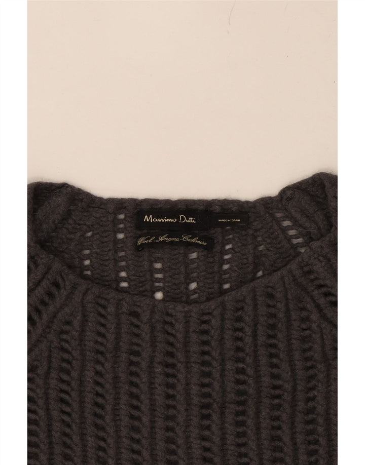 MASSIMO DUTTI Womens Crop Boat Neck Jumper Sweater UK 12 Medium Grey Vintage Massimo Dutti and Second-Hand Massimo Dutti from Messina Hembry 