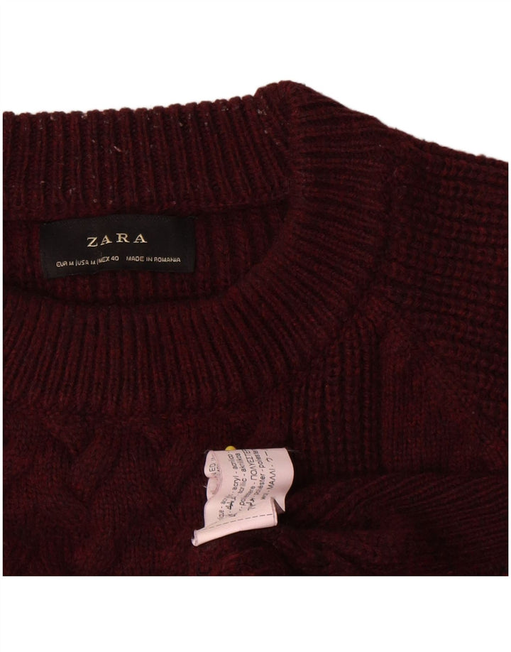 Zara muški džemper s okruglim izrezom, srednji vuneni bordo