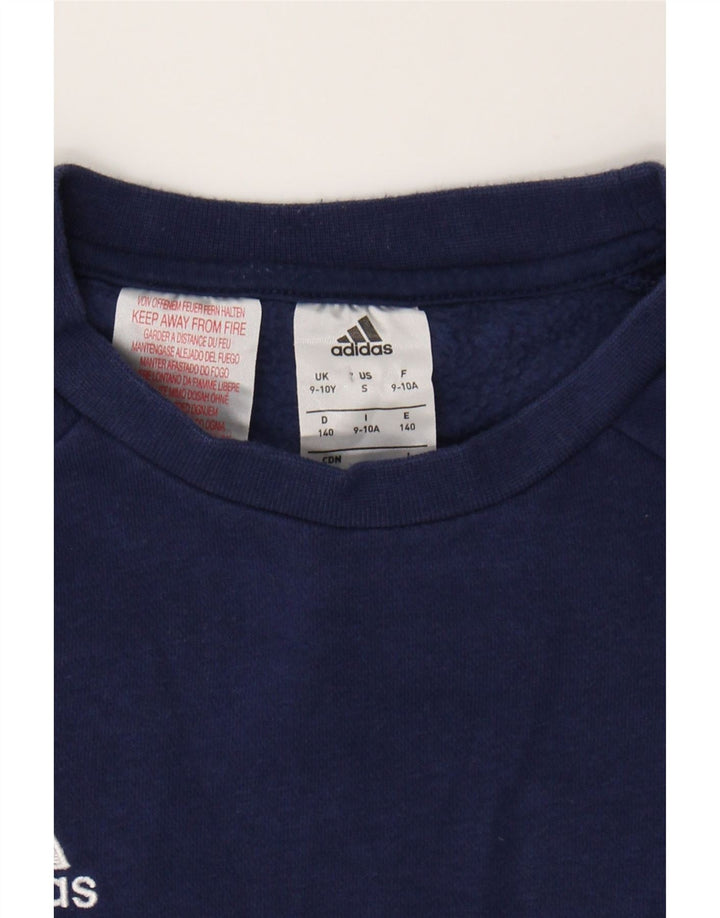 ADIDAS Boys Sweatshirt Jumper 9-10 Years Navy Blue Cotton Vintage Adidas and Second-Hand Adidas from Messina Hembry 