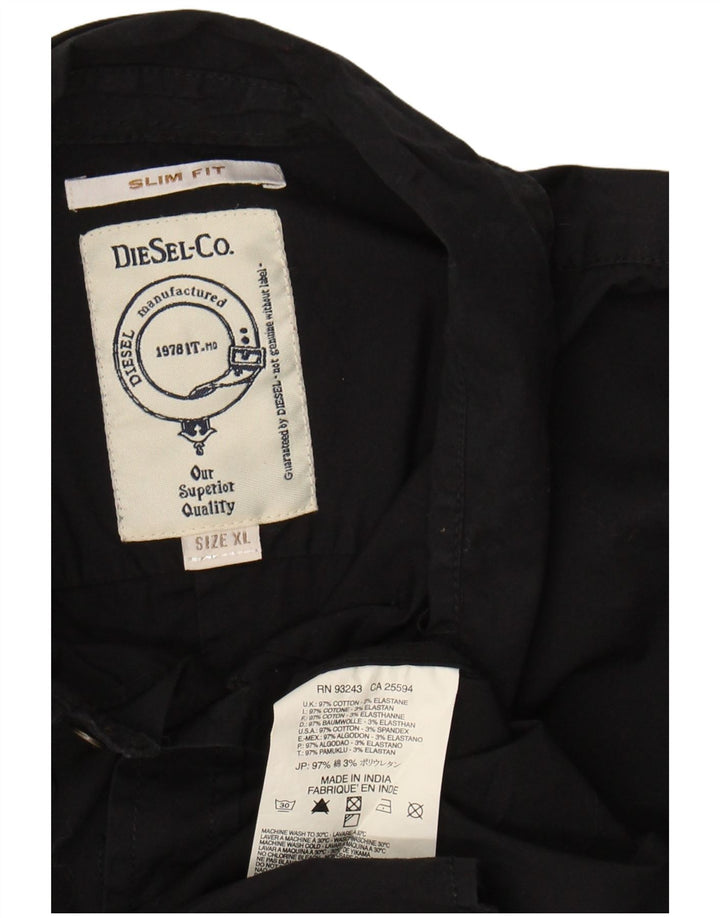 DIESEL Mens Slim Fit Shirt XL Black Cotton