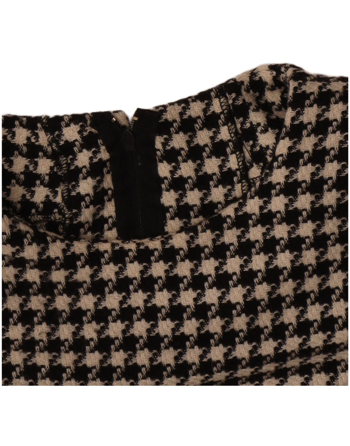 Vintage ženska plašt haljina UK 12 Srednja crna houndstooth