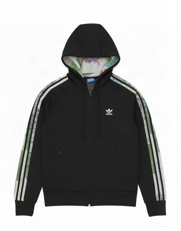 Adidas ženski džemper s kapuljačom s patentnim zatvaračem UK 10 mali crni poliester