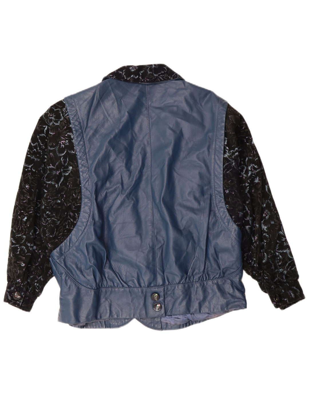 Vintage ženska kožna jakna UK 14 Large Blue Floral Retro