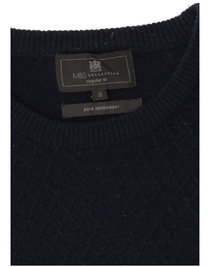 Marks & Spencer muški džemper s okruglim izrezom Regular Fit mali tamnoplavi