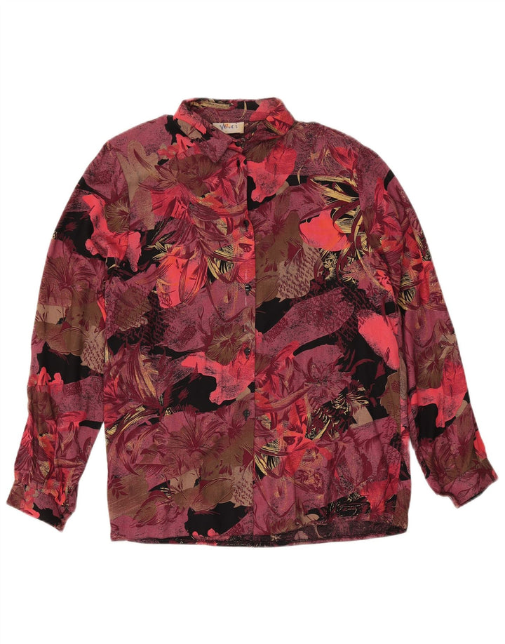 Vintage ženski dvodijelni komplet suknji UK 12 Srednji W27 Bordo cvjetni retro