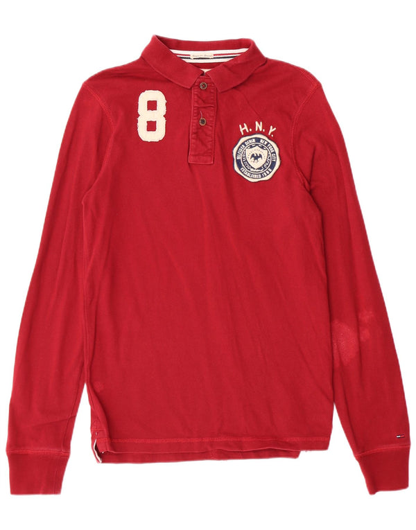 Tommy Hilfiger muška ragbi polo majica s grafičkim motivima, mala bordo pamuk