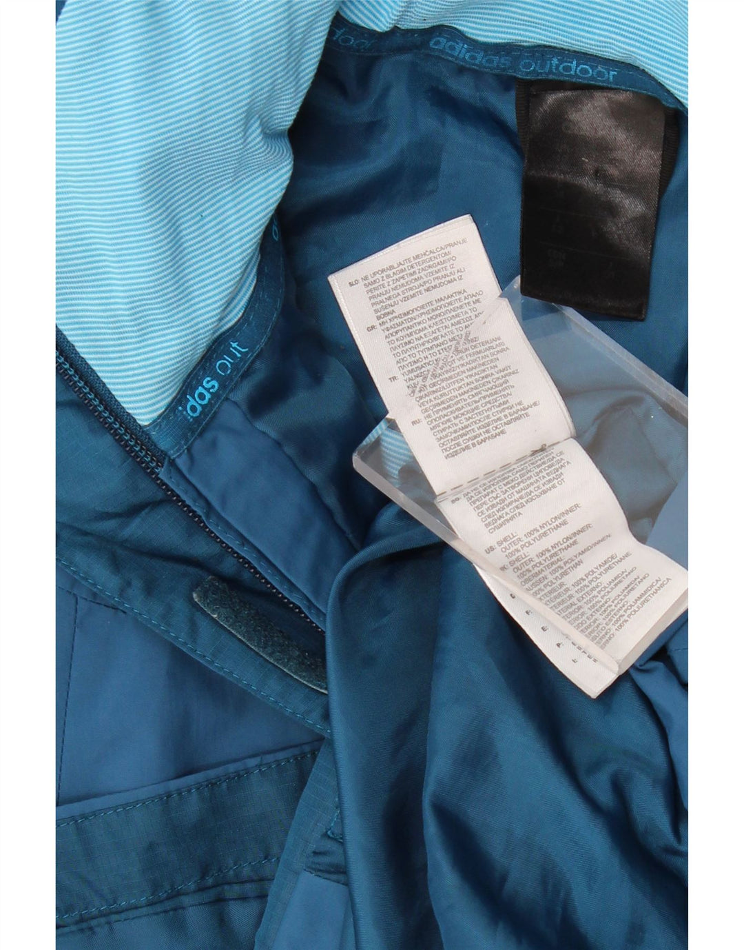 ADIDAS ženska vjetrovka s kapuljačom otporna na klimatske uvjete UK 14 Srednje plava