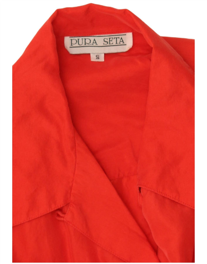Vintage ženska prevelika košulja bluza UK 10 Mala crvena svila
