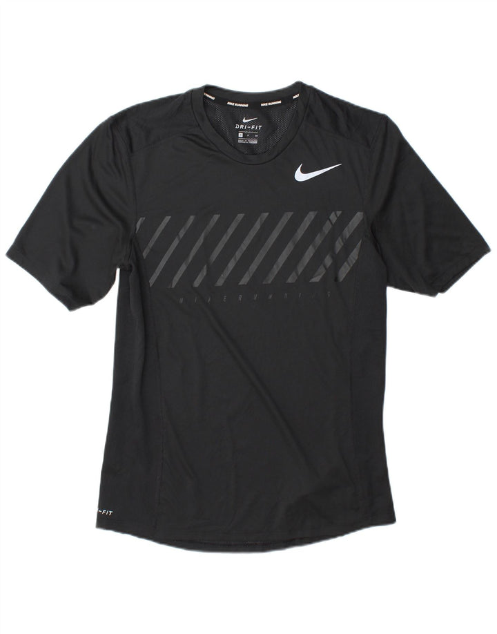 Nike Dri Fit majica kratkih rukava za trčanje Mali crni prugasti poliester