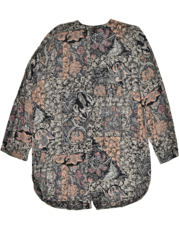 VINTAGE Womens Longline Oversized Shirt EU 46 XL Grey Patchwork | Vintage Vintage | Thrift | Second-Hand Vintage | Used Clothing | Messina Hembry 