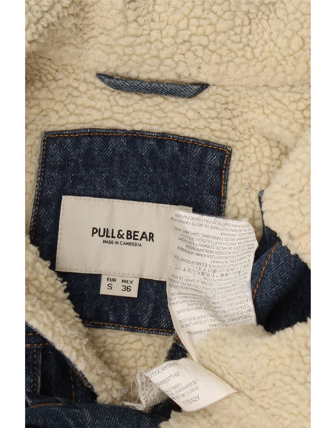 PULL & BEAR Mens Denim Sherpa Jacket UK 36 Small Blue Cotton Vintage Pull & Bear and Second-Hand Pull & Bear from Messina Hembry 