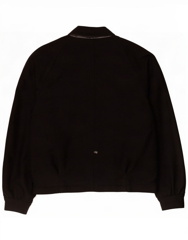 Pancaldi Mens Bomber Jacket IT 50 Large Black Pinstripe Wool