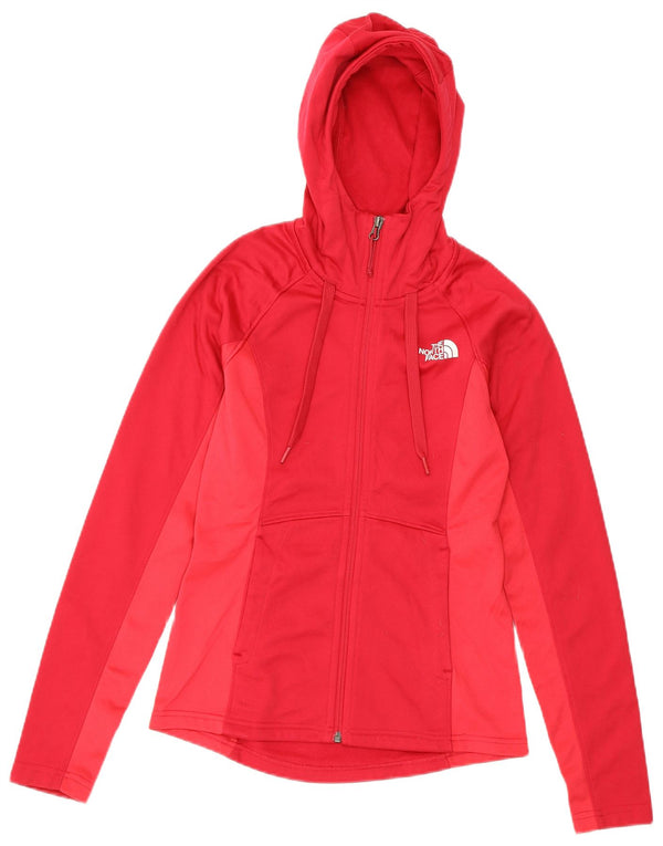 THE NORTH FACE Ženski pulover s kapuljačom s patentnim zatvaračem UK 6 XS Crveni poliester u boji